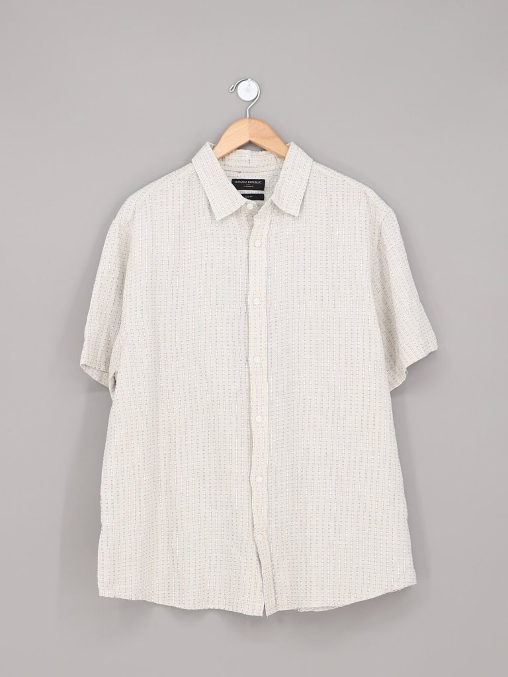 NWT BANANA REPUBLIC Slim Fit Linen Blend Short Sleeve Button Up Shirt Size XL